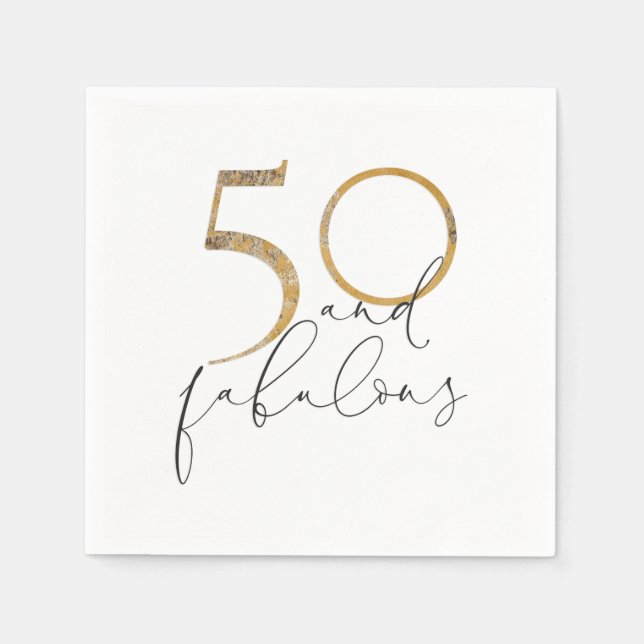 Serviette En Papier 50 & Fabulous Black & White Gold 50e anniversaire (Devant)