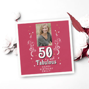 Serviette En Papier 50 & Fabulous Foliage Magenta 50e Anniversaire Pho