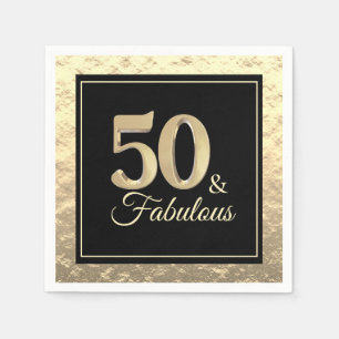 Serviette En Papier 50 & Fabulous Gold Birthday