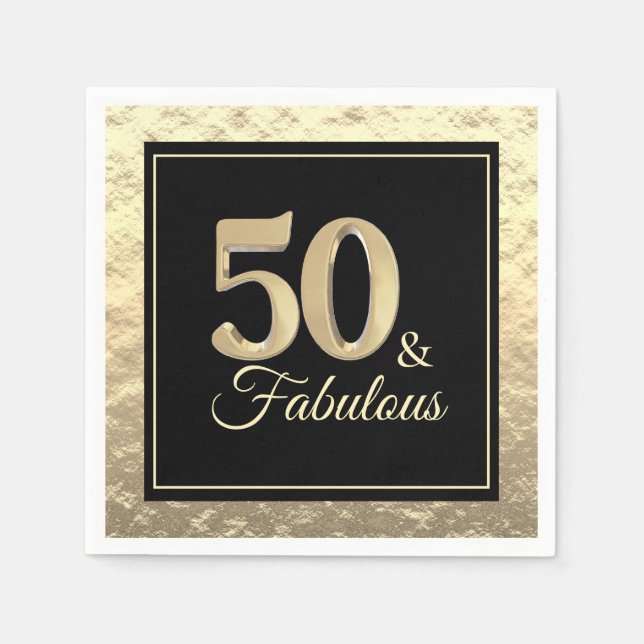 Serviette En Papier 50 & Fabulous Gold Birthday (Devant)