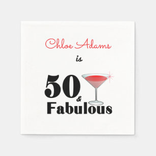Serviette En Papier 50e anniversaire 50 et Fabulous Rouge Personnalisé