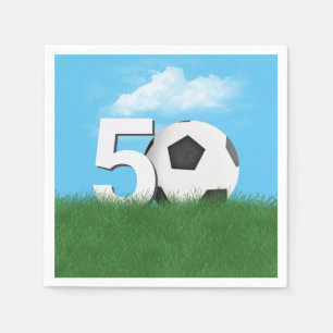Serviette En Papier 50e Anniversaire Bal De Football En Herbe Verte