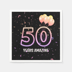 Serviette En Papier 50e anniversaire Balloons et Confetti