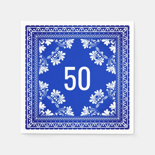 Serviette En Papier 50e anniversaire Bandana bleue (Devant)