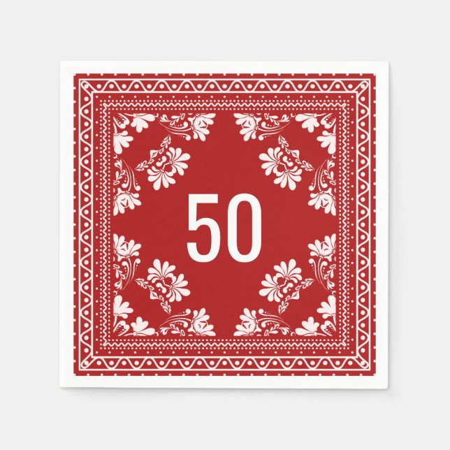 Serviette En Papier 50e anniversaire Bandana rouge (Devant)