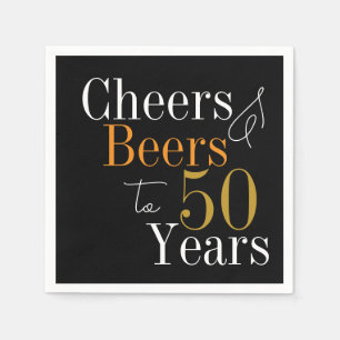 Serviette En Papier 50e Anniversaire Bières et encouragements Black Go