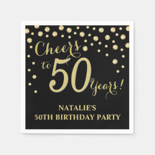 Serviette En Papier 50e anniversaire Black and Gold Diamond Napkins