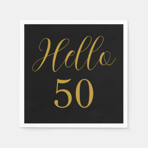 Serviette En Papier 50e anniversaire Black Gold fête d'anniversaire