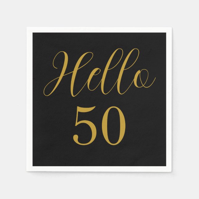 Serviette En Papier 50e anniversaire Black Gold fête d'anniversaire (Devant)