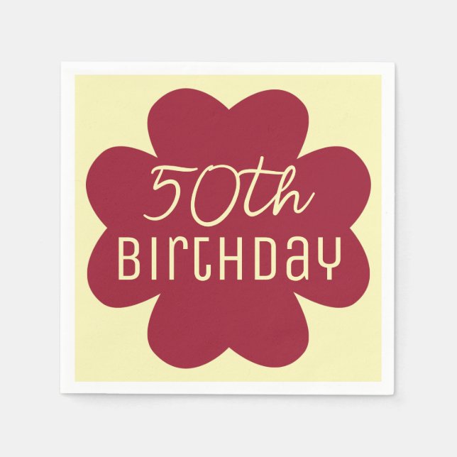 Serviette En Papier 50e anniversaire Bourgogne en fleurs (Devant)