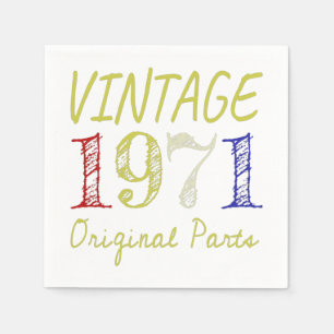 Serviette En Papier 50e anniversaire Cadeau Vintage Retro 1971