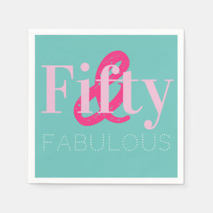 Serviette En Papier 50e anniversaire Cinquante et fabuleuse fête rose