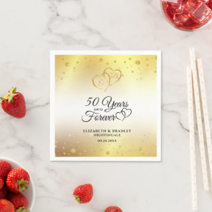 Serviette En Papier 50e Anniversaire Coeurs d'or 50 ans en jamais