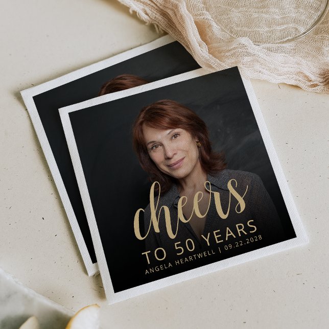 Serviette En Papier 50e anniversaire de fête Photo Cheers (Créateur téléchargé)