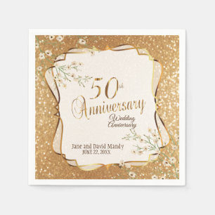 Serviette En Papier 50e anniversaire de la Parties scintillant d'or