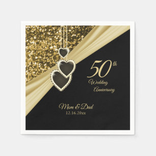 Serviette En Papier 50e anniversaire de la Parties scintillant d'or