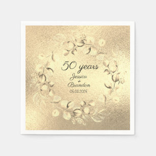 Serviette En Papier 50e anniversaire de l'Eucalyptus Mariage d'or