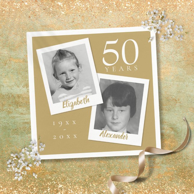 Serviette En Papier 50e anniversaire de Mariage d'or Fun Child Photos (50th Golden Wedding Anniversary Fun Child Photos Napkins)