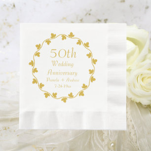 Serviette En Papier 50e anniversaire de Mariage d'or Ivy Wreath