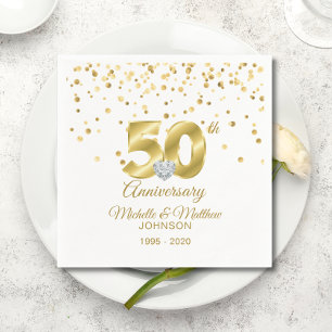 Serviette En Papier 50e anniversaire de Mariage d'or personnalisé