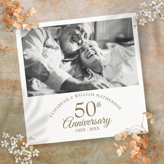 Serviette En Papier 50e anniversaire de Mariage d'or Photo (50th Golden Wedding Anniversary Photo Napkins)