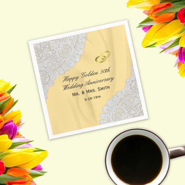 Serviette En Papier 50e anniversaire de mariage doré (Créateur téléchargé)