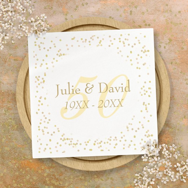 Serviette En Papier 50e anniversaire de Mariage Gold Dust Confetti (50th Wedding Anniversary Gold Dust Confetti Napkins)