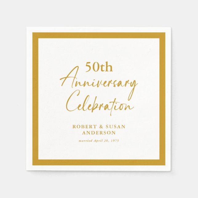 Serviette En Papier 50e anniversaire de mariage minimal moderne (Devant)