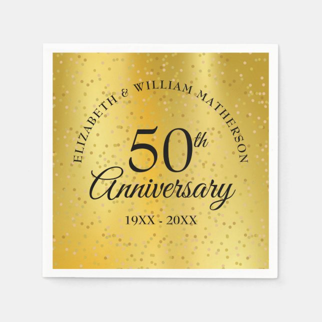 Serviette En Papier 50e anniversaire de mariage paillettes d'or sur pa (Devant)