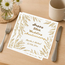 50e Anniversaire de Mariage Typographie Feuillage 