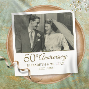 Serviette En Papier 50e anniversaire d'or Mariage photo serviettes