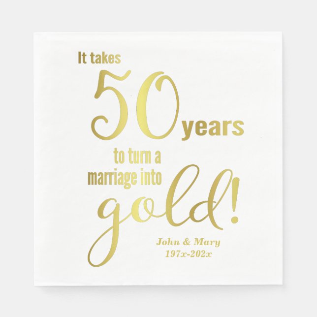 Serviette En Papier 50e anniversaire du Mariage (Devant)