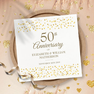 Serviette En Papier 50e anniversaire du Mariage Coeurs d'or