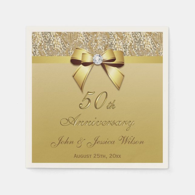 Serviette En Papier 50e anniversaire du Mariage d'or (Devant)