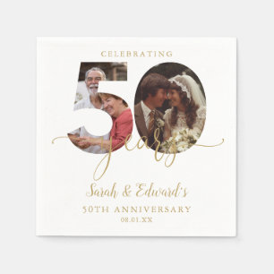 Serviette En Papier 50e anniversaire du Mariage Gold 2 Photo