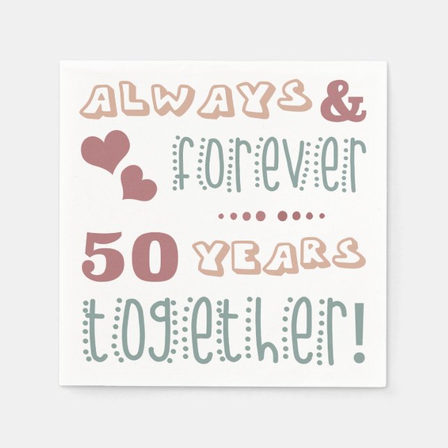 Serviette En Papier 50e anniversaire du Mariage mignon (Devant)