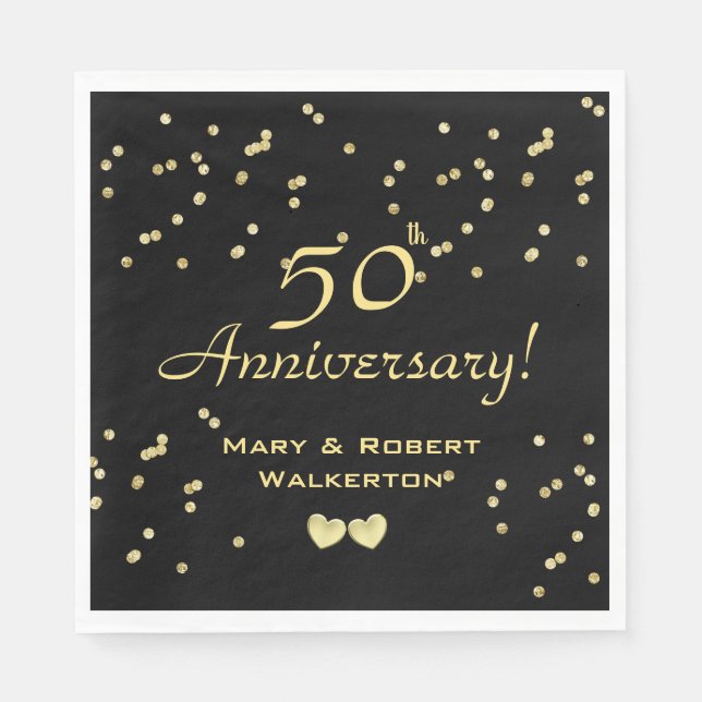 Serviette En Papier 50e anniversaire du Mariage - Serviettes de coeur  (Devant)