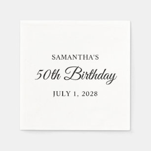 Serviette En Papier 50e anniversaire en écriture élégante