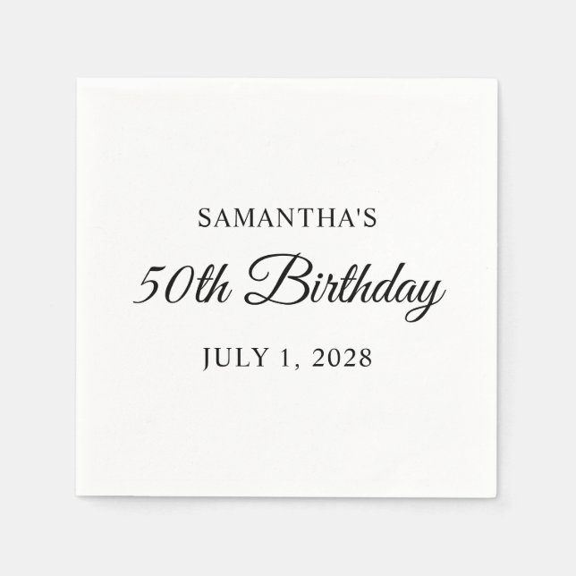 Serviette En Papier 50e anniversaire en écriture élégante (Devant)