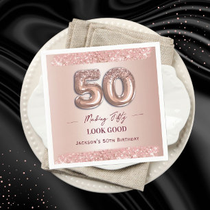 Serviette En Papier 50e anniversaire Faire que 50 ans soit beau Rose G