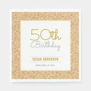 Serviette En Papier 50e anniversaire Faux Gold Parties scintillant