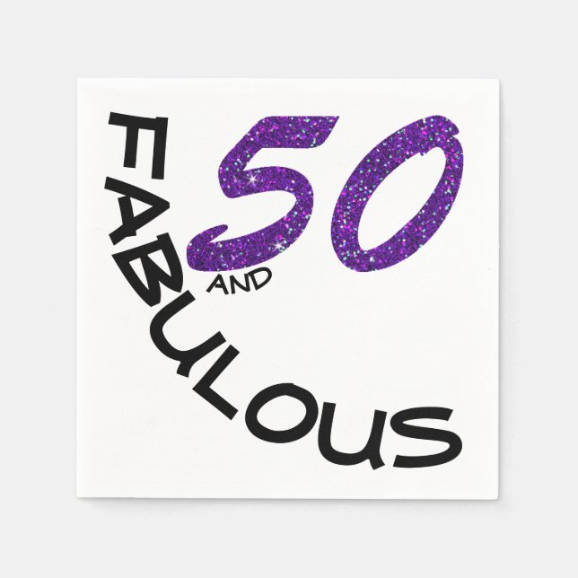 Serviette En Papier 50e anniversaire fête de Parties scintillant viole (Devant)