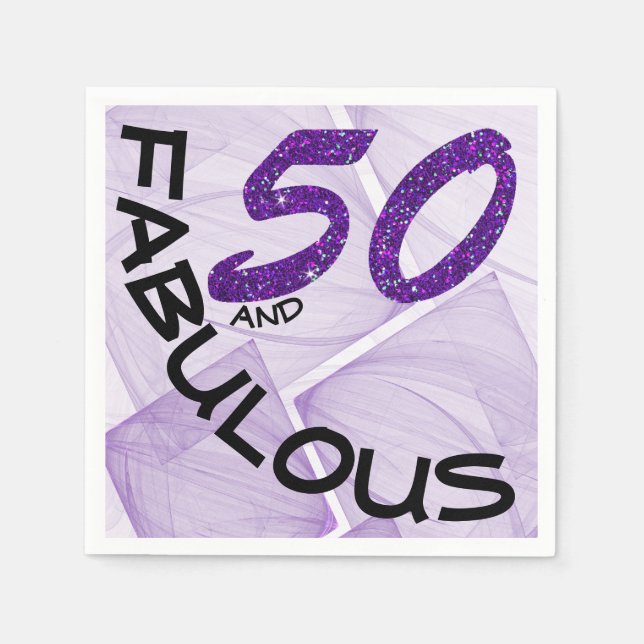 Serviette En Papier 50e anniversaire fête de Parties scintillant viole (Devant)
