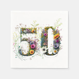 Serviette En Papier 50e anniversaire Fleur sauvage décoratif Texte