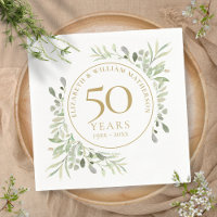 50e anniversaire Gold Greenery Feuille Aquarelle