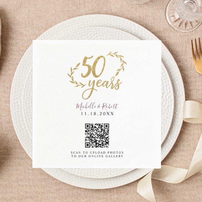 Serviette En Papier 50e Anniversaire Gold Share Photos code QR (Créateur téléchargé)