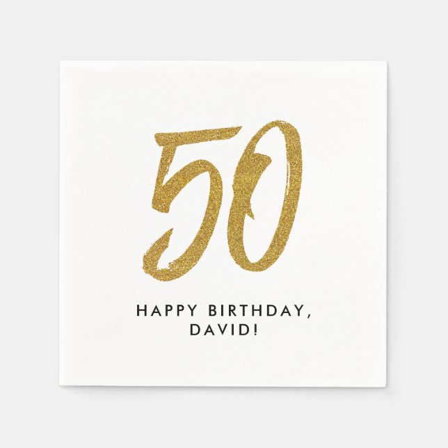 Serviette En Papier 50e anniversaire golden personnalisé (Devant)