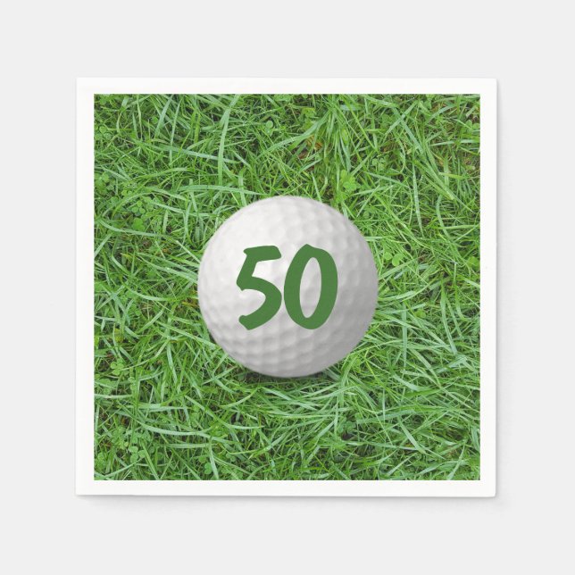 Serviette En Papier 50e anniversaire Golf Ball on Grass Napkins (Devant)