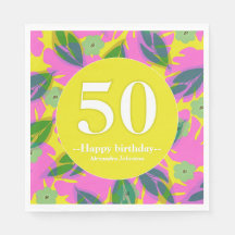 50e anniversaire jaune tropical coloré