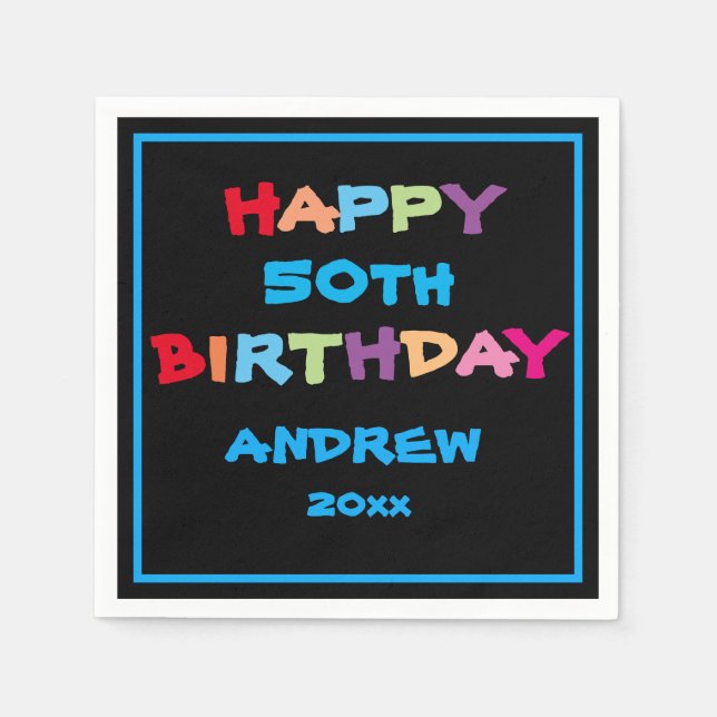 Serviette En Papier 50e anniversaire Joyeux anniversaire Personnalisé  (Devant)